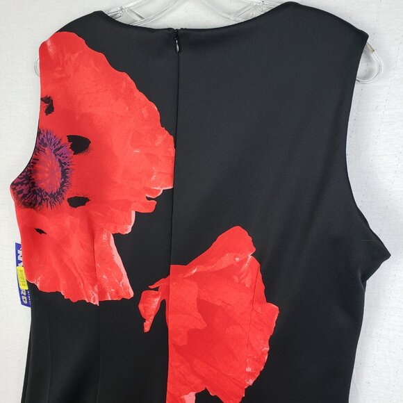 NWT Peter Nygard Sheath Dress Poppy Floral Print Sleeveless Black Red size 14 - Picture 8 of 10